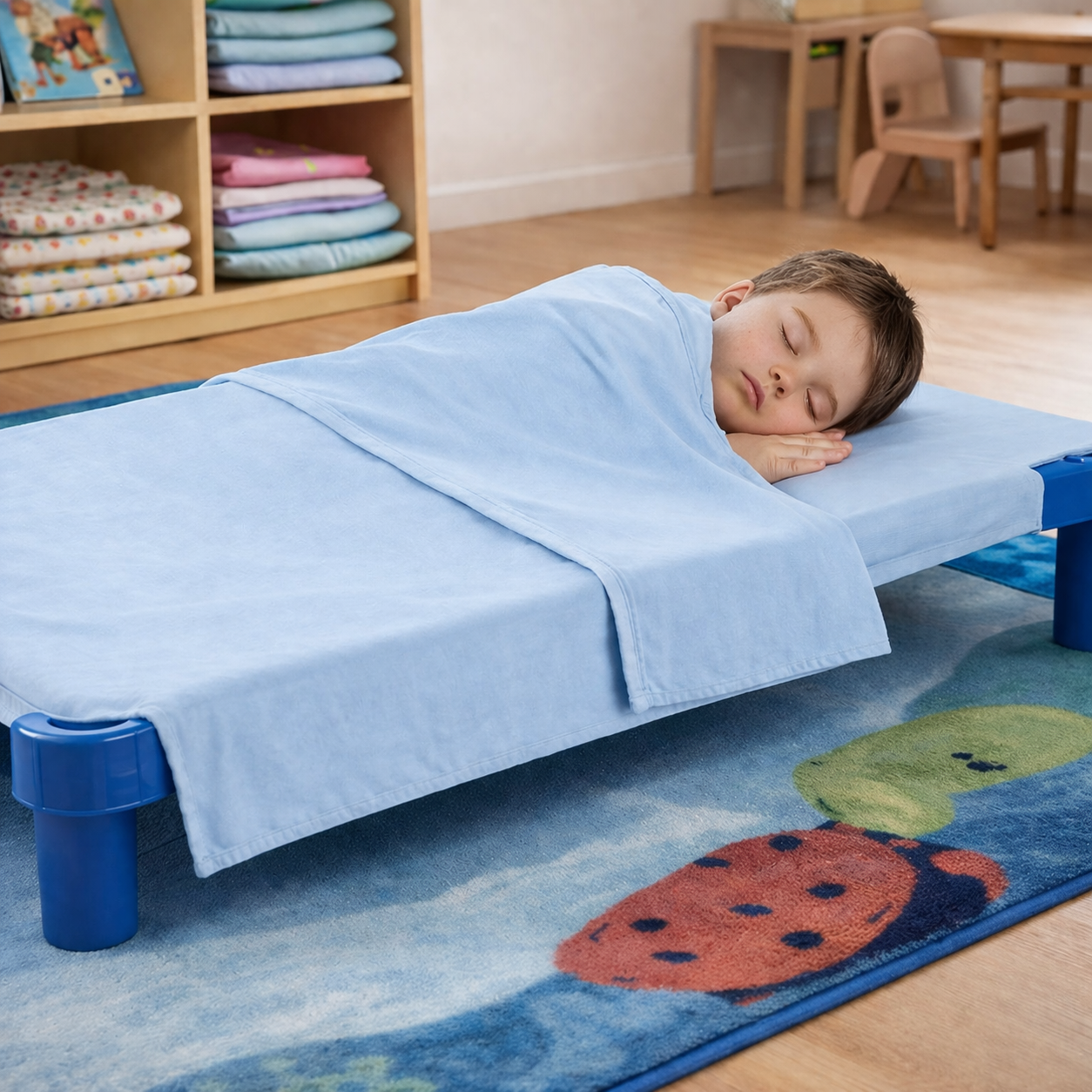 Drap plateau coton 54x130 cm avec drap dessus – Spécial couchette crèche – Image 2
